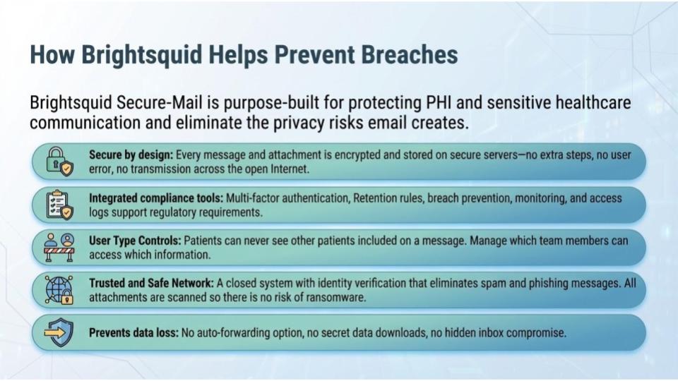 Brightsquid Secure-Mail provides the convenience of email without the privacy risk.